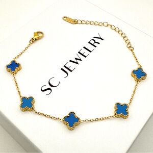 Marine Blue Petite Clover Bracelet Double Sided